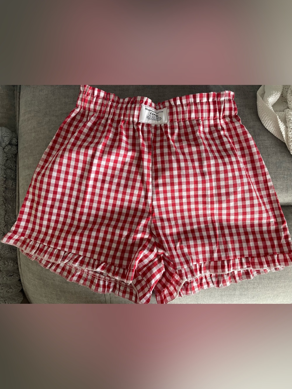 Red and White Gingham Shorts